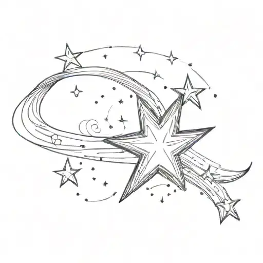 A delicate sketch of a shooting star with the quote 'The light remains.' intertwined in the tail tattoo design idea