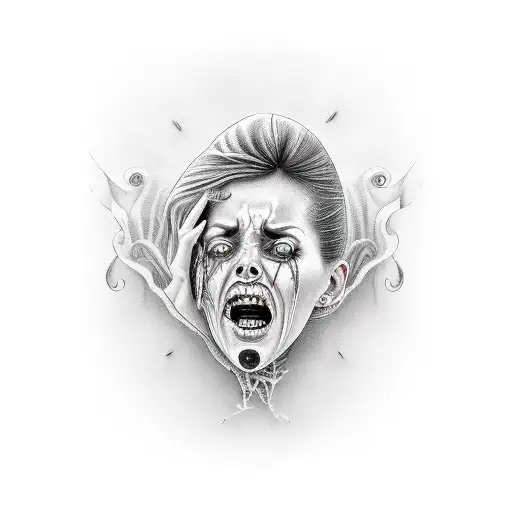 scary woman crying  tattoo design idea
