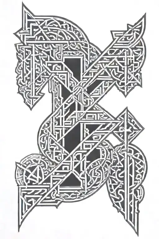 Nordic runes carved tattoo design idea