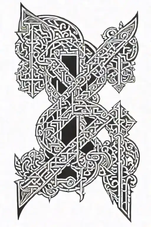 Nordic runes carved tattoo design idea