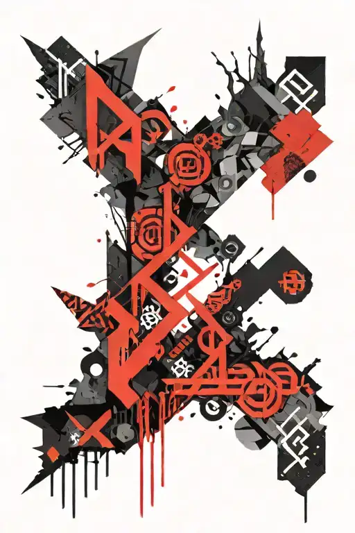 Nordic runes carved tattoo design idea