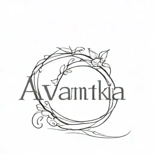 name "Avantika" around my ring finger  tattoo design idea