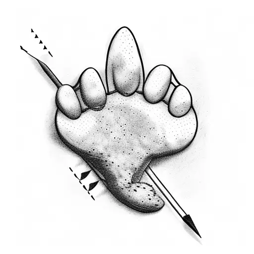 Dog paw, arrow, check mark, golf flag and pin tattoo design idea