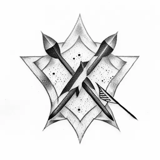 arrow, golf flag and pin tattoo design idea