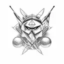 arrow, golf flag and pin tattoo design idea