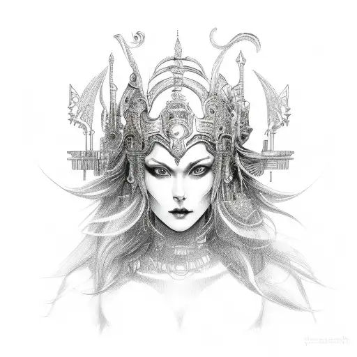 Goddess Nemesis full body tattoo design idea