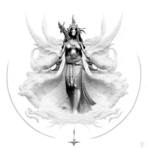 Goddess Nemesis full body tattoo design idea