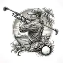 Combine elements of golf, Florida, and Special Forces soldiers in a realistic and detailed composition tattoo design idea