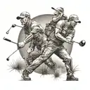 Combine elements of golf, Florida, and Special Forces soldiers in a realistic and detailed composition tattoo design idea