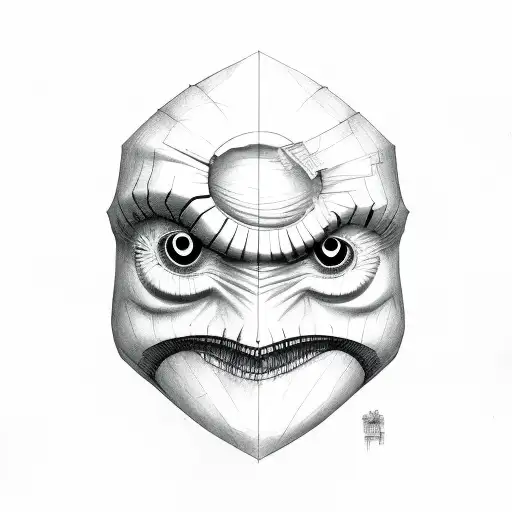 one Happy and one sad mask, both Look scarey tattoo design idea