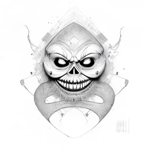 one Happy and one sad mask, both Look scarey tattoo design idea