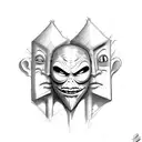 one Happy and one sad mask, both Look scarey tattoo design idea