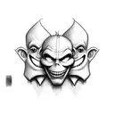 one Happy and one sad mask, both Look scarey tattoo design idea