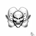 one Happy and one sad mask, both Look scarey tattoo design idea