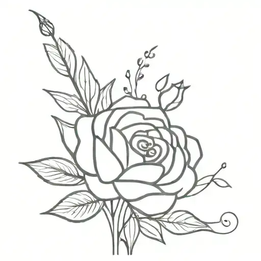code in a flower simple bouquet fine line tattoo design idea