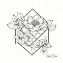 geometric cube with flower bouquet tattoo design idea