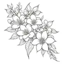 Python code in a flower simple bouquet fine line tattoo tattoo design idea