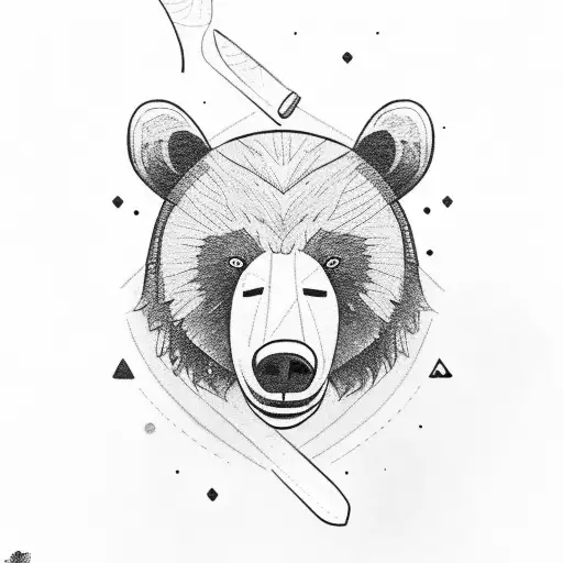 A bear holding an ice axe and wearing jean shorts tattoo design idea