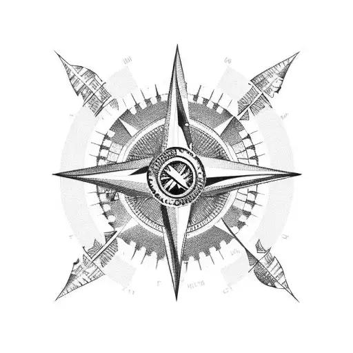 eagle compass mountains creek tattoo design idea