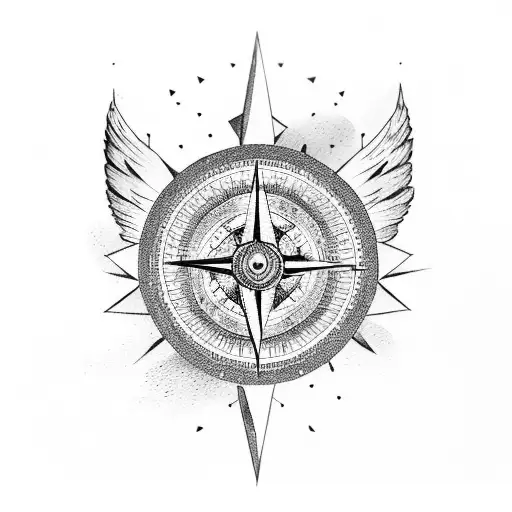 eagle compass mountains creek tattoo design idea