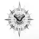 eagle compass mountains creek tattoo design idea