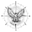 eagle compass mountains creek tattoo design idea