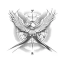 eagle compass mountains creek tattoo design idea