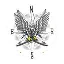 eagle compass mountains creek tattoo design idea