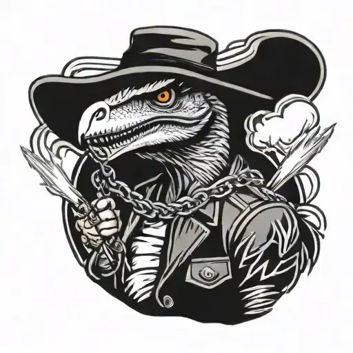 raptor shooting lasers tattoo design idea