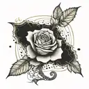 A delicate rose designed with cracks and gold accents, representing the concept of Kintsugi and the beauty in imperfections tattoo design idea