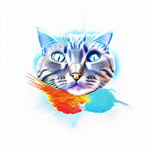 cat eyes colored blue tattoo design idea