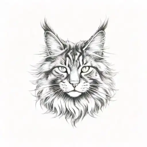 Maine Coon Cat Hunting  tattoo design idea