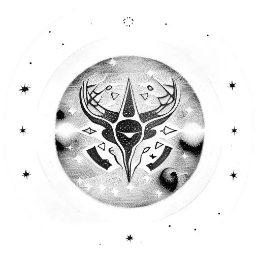 A cosmic scene with an alien constellation tattoo design idea