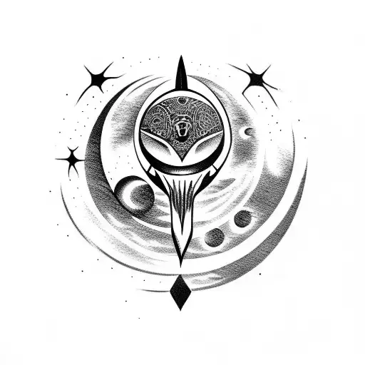 Alien Moon tattoo design idea