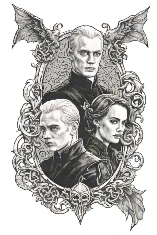 death eater draco malfoy and hermione tattoo design idea