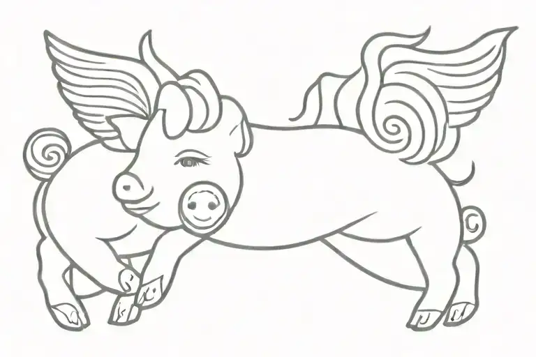 simple angel pig tattoo design idea