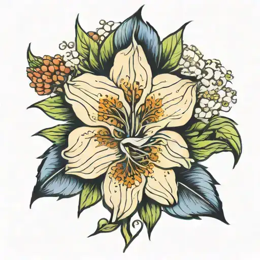 birth flower of march, april, may, july  tattoo design idea