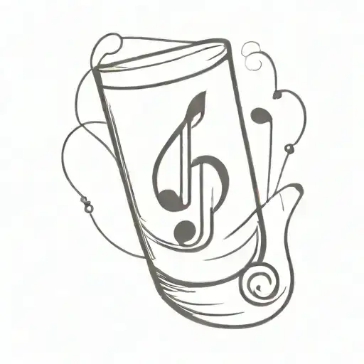 A minimalist tattoo of a tequila shot glass with a music note inside, representing the client's love for music and tequila tattoo design idea