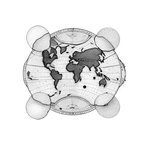 Map of the world with landmarks as dots tattoo design idea