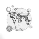 Map of the world with landmarks as dots tattoo design idea