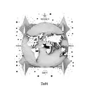 Map of the world with landmarks as dots tattoo design idea