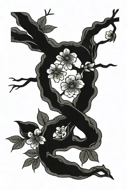 ling cherry blossom tree branches gothic tattoo design idea