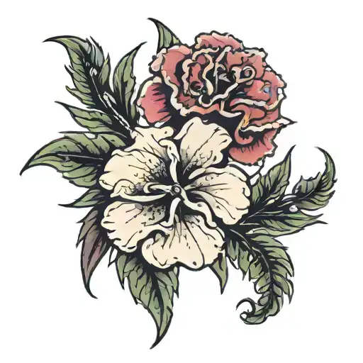 mountain range sweet william flower  tattoo design idea