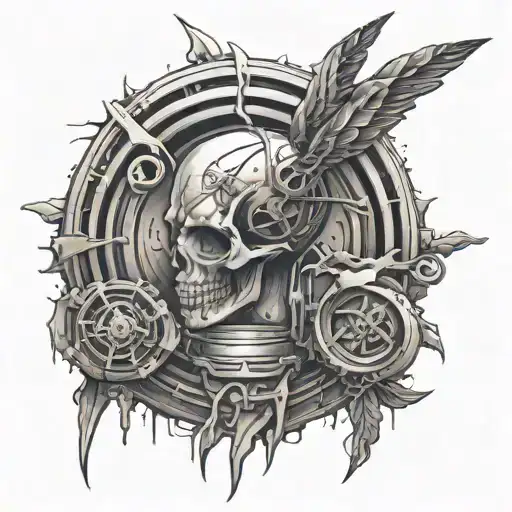 Create a tattoo that combines the energy of hardstyle music with the precision of metallurgy tattoo design idea