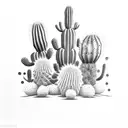 Three horizontal cactus plants tattoo design idea