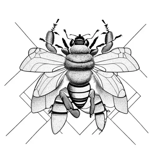 large key ornate bee lotus hand 3 triangles tattoo design idea