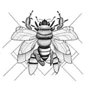 large key ornate bee lotus hand 3 triangles tattoo design idea