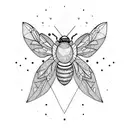 large key ornate bee lotus hand 3 triangles tattoo design idea