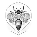 large key ornate bee lotus hand 3 triangles tattoo design idea