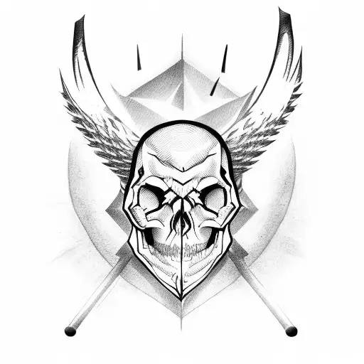 skull with bat wings tattoo design idea